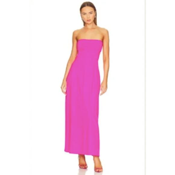 SUSANA MONACO Bodycon Strapless Maxi Dress Extra Small XS Hot Pink Lycra Nylon - Picture 1 of 5
